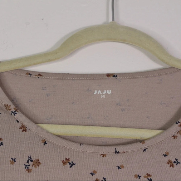 Jaju Korean Floral Tan Beige Midi Dress - Small - Picture 3 of 7